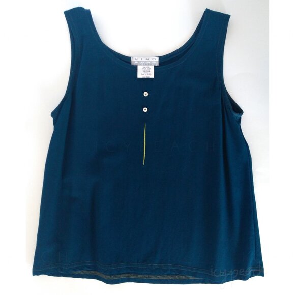 Nino Wong Tank Top Small Vintage Preppy Coastal Grandma Lagenlook Minimalist 90s - Picture 1 of 11